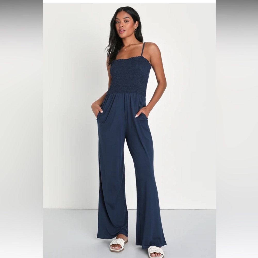 Lulus Sweet Oasis Smocked Wide-Leg Jumpsuit
